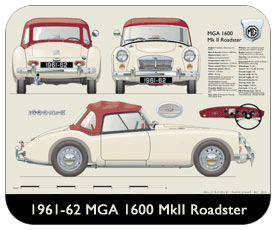 MGA 1600 Roadster MkII (disc wheels) 1961-62 Place Mat, Small